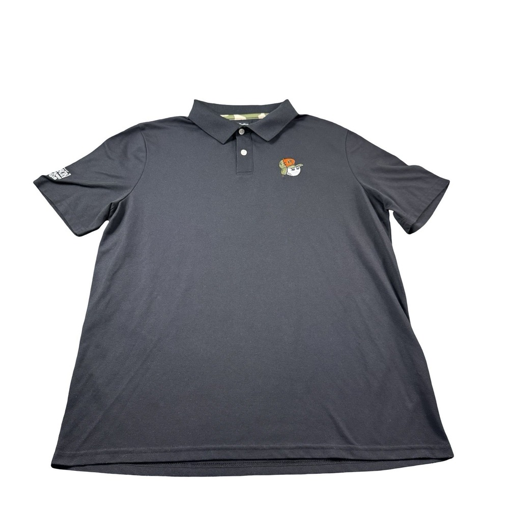 Malbon Black Trapper Golf Hunt Club Performance Polo Shirt Size Medium